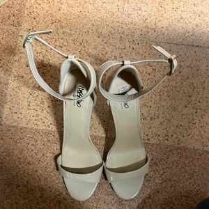 Elegant Beige Ankle Strap Heels